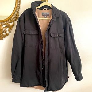 Woolrich fleece lined shirt jacket shacket button up size large black